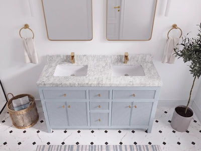 Sonoma 60 in W x 22 in D Free Standing Reeded Double Sink Bathroom Vanity