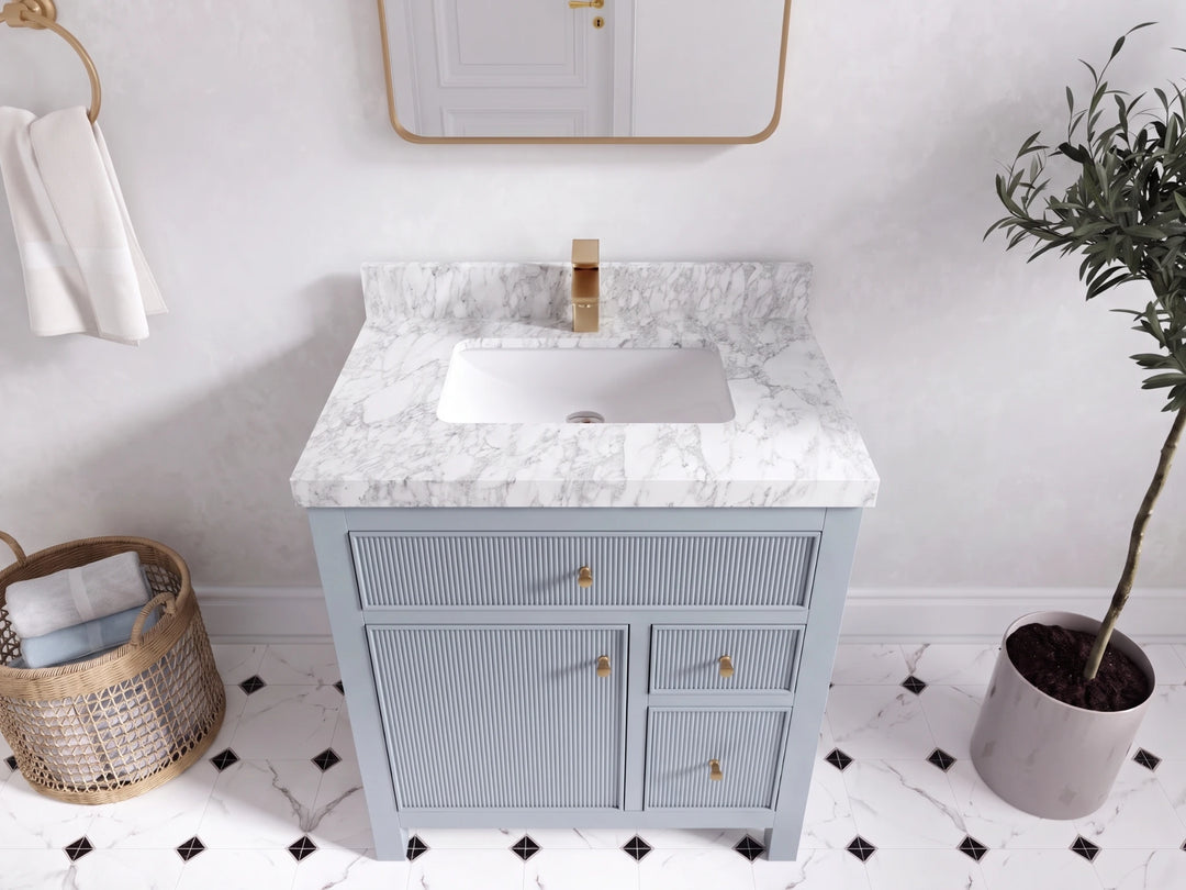 Sonoma 30 in W x 22 in D Reeded Free Standing Single Sink Bathroom Vanity | 
              
                Blue Heather
                
                  
             - SON-CAB-BLU-29 - photo №8