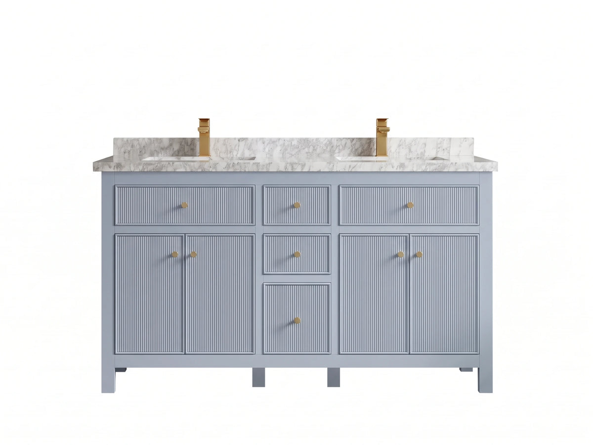 Sonoma 60 in W x 22 in D Free Standing Reeded Double Sink Bathroom Vanity
