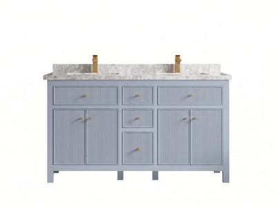 Sonoma 60 in W x 22 in D Free Standing Reeded Double Sink Bathroom Vanity