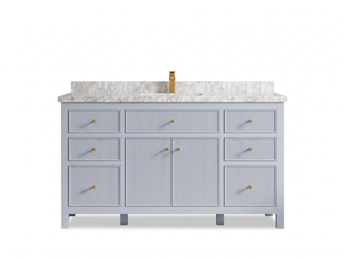 Sonoma 60 in W x 22 in D Free Standing Reeded Single Sink Bathroom Vanity