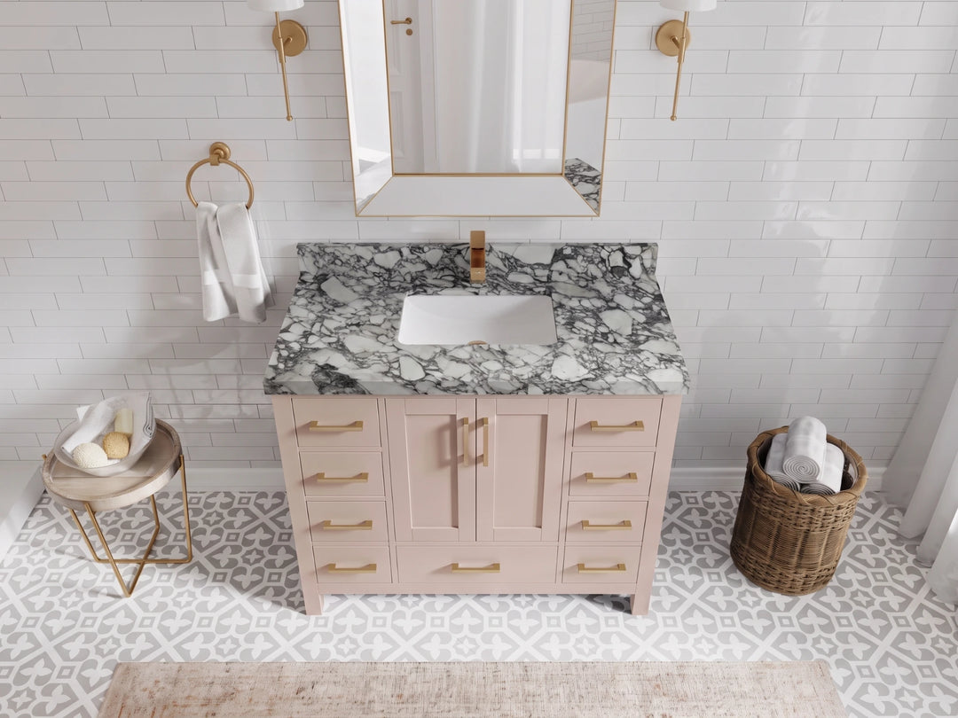 Malibu 42 in. W x 22 in. D Single Sink Bathroom Vanity | 
              
                Pink
                
                  
             - MLB_PNK_WHQZ_42 - photo №4