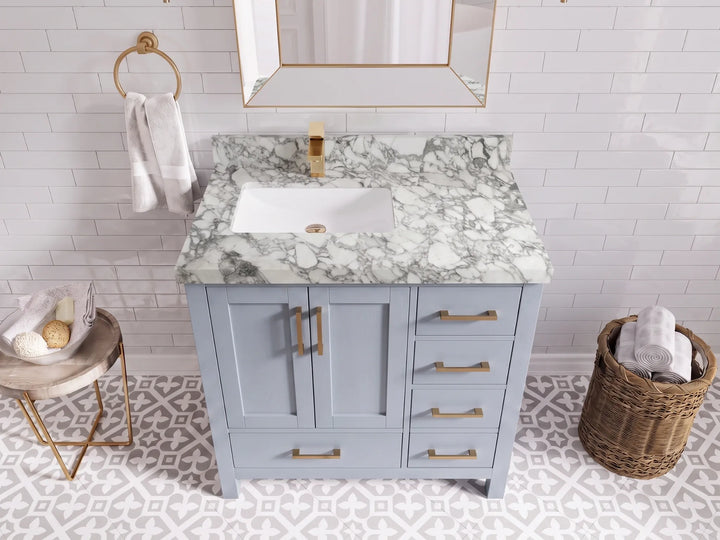 Malibu 36 in. W x 22 in. D Left Offset Sink Bathroom Vanity - photo 4