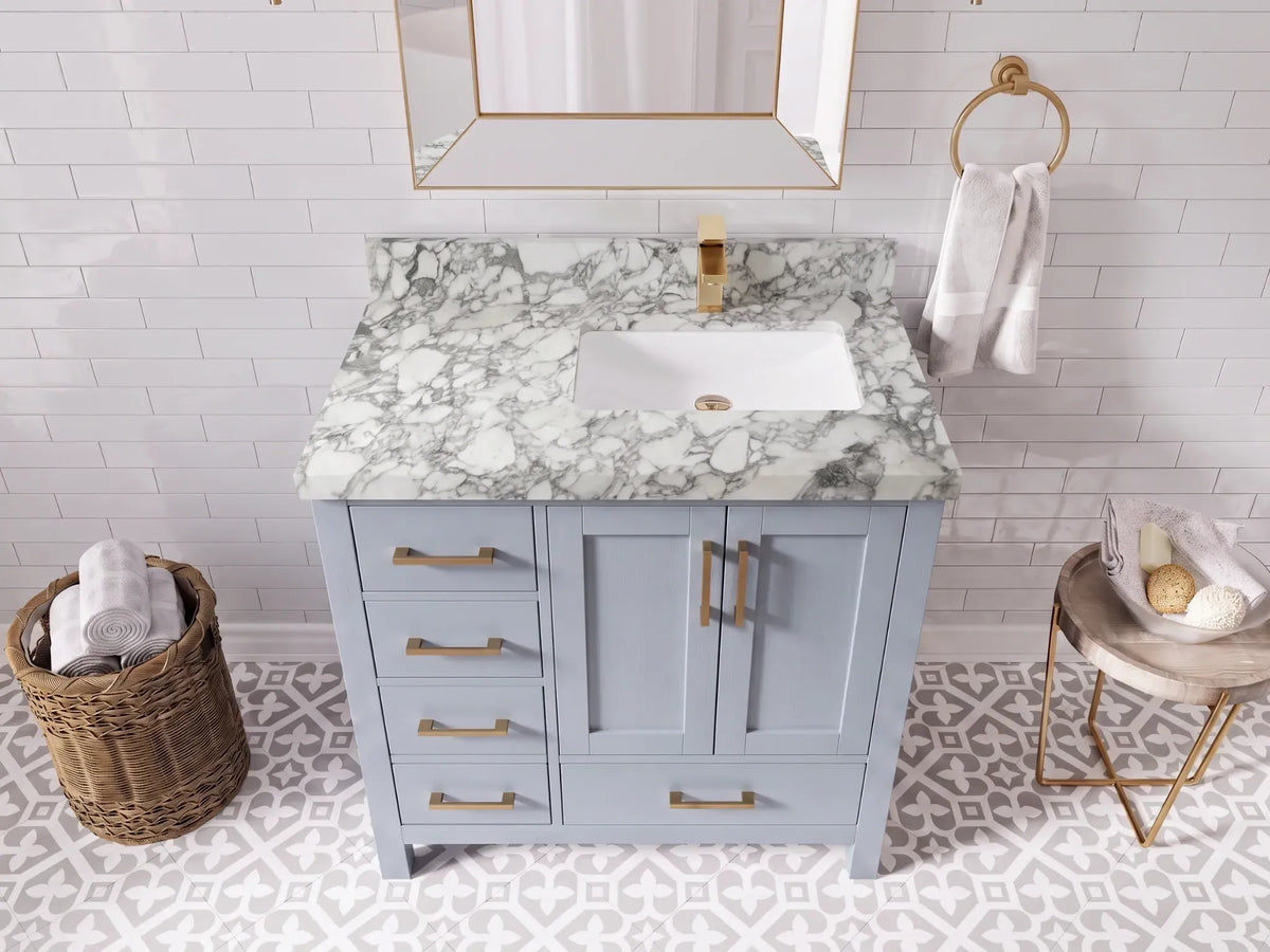 Malibu 36 in. W x 22 in. D Right Offset Sink Bathroom Vanity