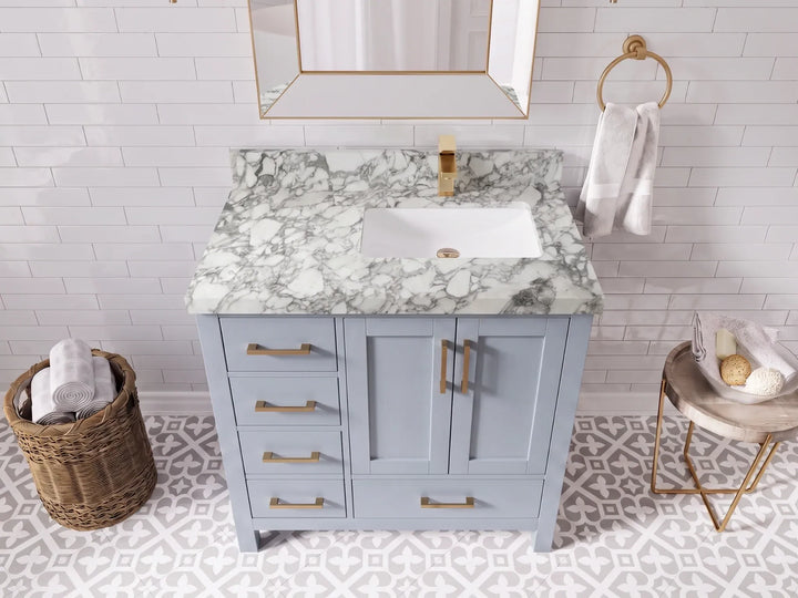 Malibu 36 in. W x 22 in. D Right Offset Sink Bathroom Vanity - photo 4