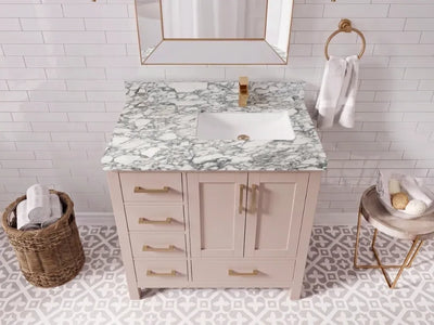 Malibu 36 in. W x 22 in. D Right Offset Sink Bathroom Vanity
