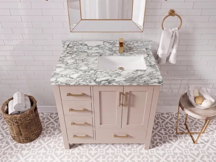 Malibu 36 in. W x 22 in. D Right Offset Sink Bathroom Vanity - photo 4