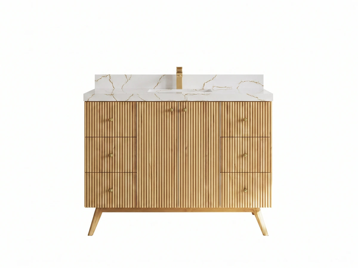 Pasadena Teak Wood 48 in. W x 22 in. D Single Sink Bathroom Vanity