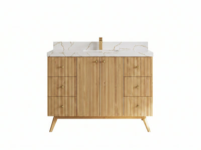 Pasadena Teak Wood 48 in. W x 22 in. D Single Sink Bathroom Vanity