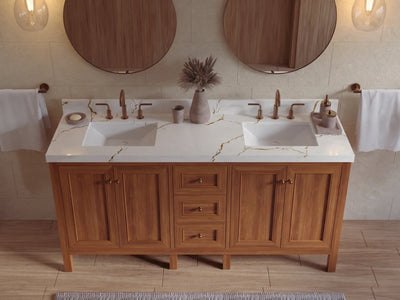 Nashville Teak Wood 72 in. W x 22 in. D Double Sink Bathroom Vanity
