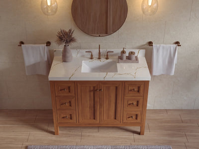 Nashville Teak Wood 48 in. W x 22 in. D Single Sink Bathroom Vanity