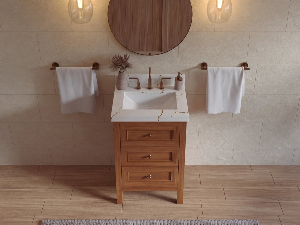 Nashville Teak Wood 24 in. W x 22 in. D Single Sink Bathroom Vanity