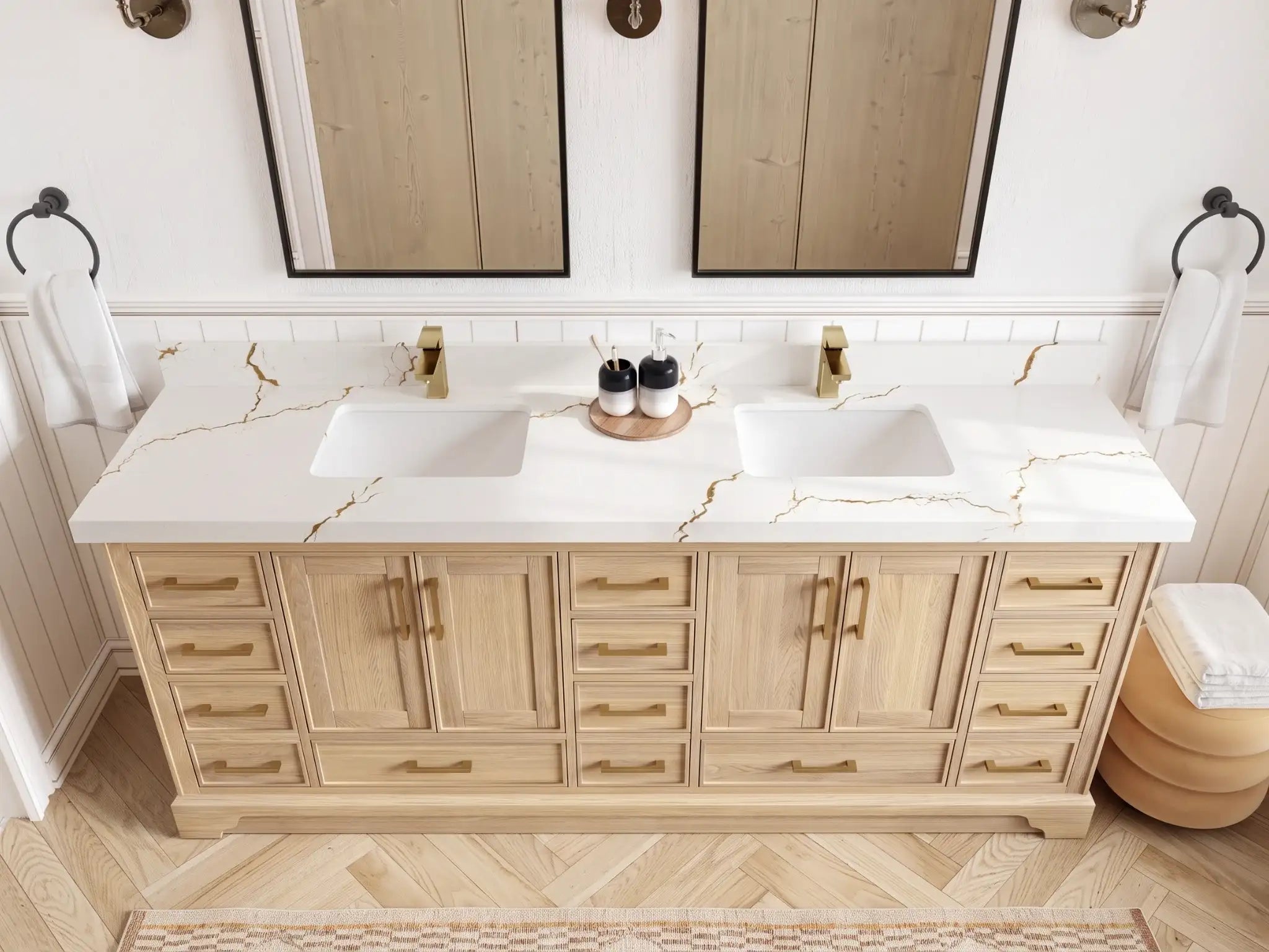 Charlotte White Oak 84 in. W x 22 in. D Double Sink Bathroom Vanity