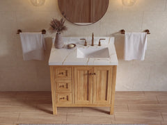 Nashville Teak Wood 36 in. W x 22 in. D Right Offset Sink Bathroom Vanity - photo 8