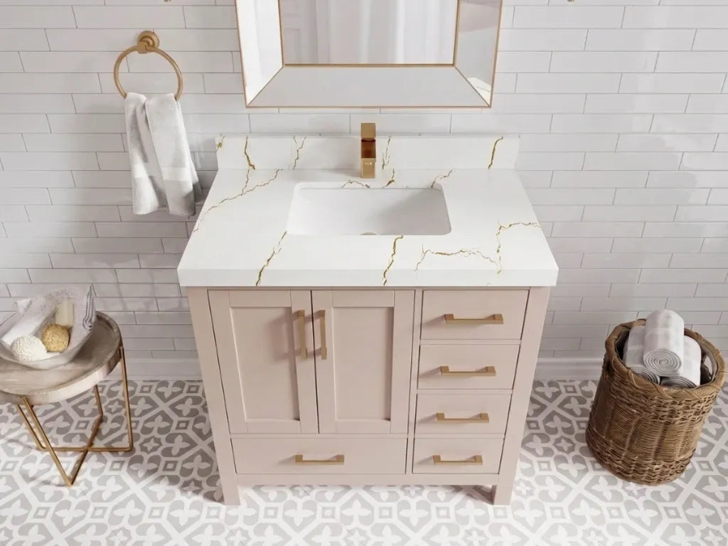 Malibu 36 in. W x 22 in. D Bathroom Vanity Center Sink | 
              
                Pink
                
                  
             - MLB_PNK_WHQZ_36CL - photo №5