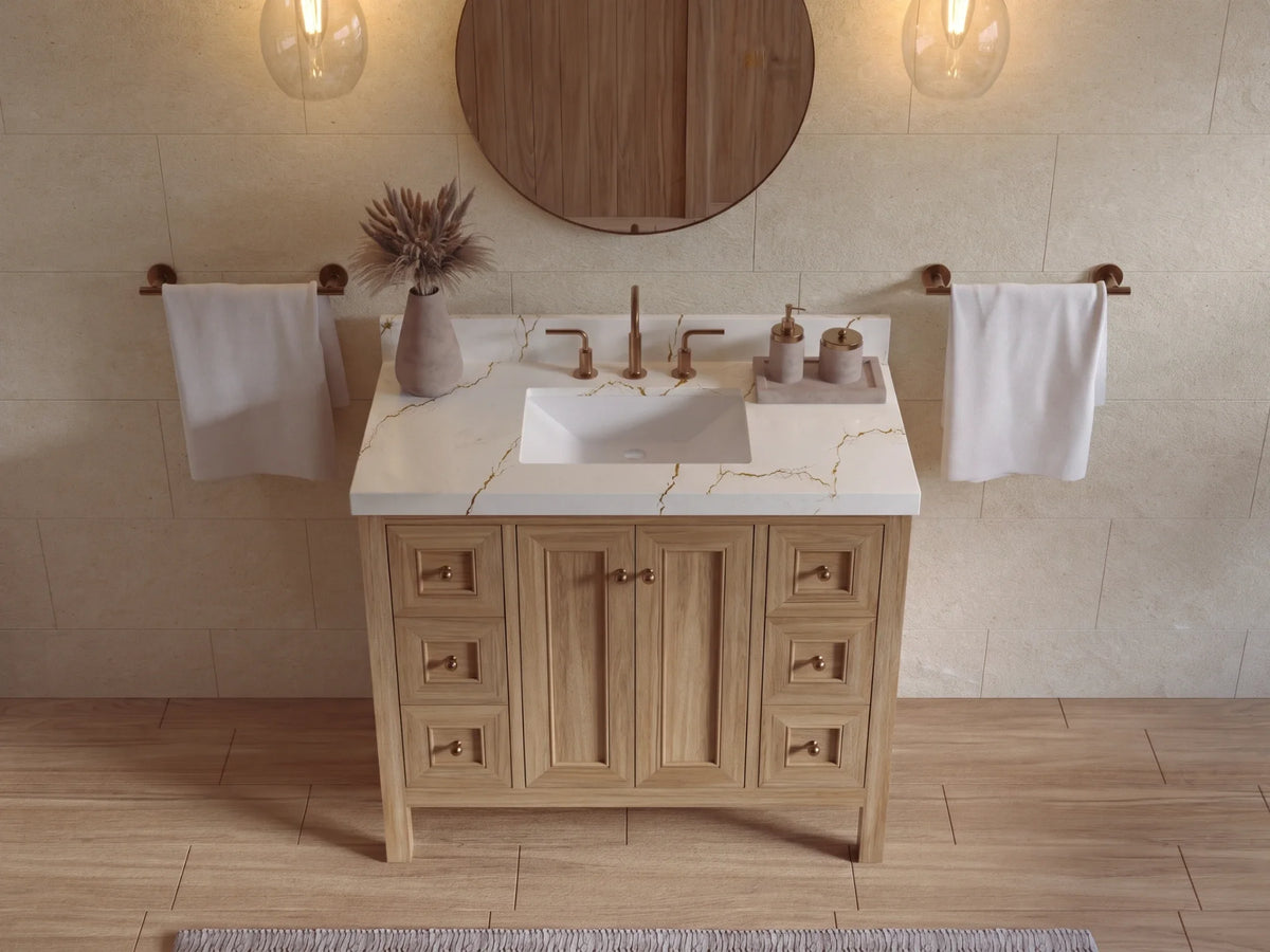 Nashville Teak Wood 42 in. W x 22 in. D Single Sink Bathroom Vanity
