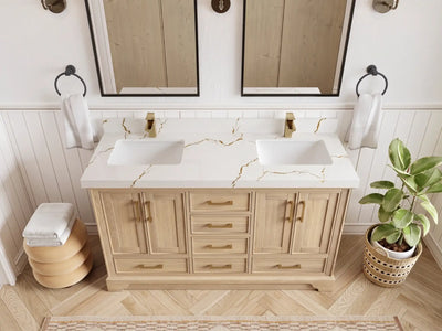 Charlotte White Oak 60 in. W x 22 in. D Double Sink Bathroom Vanity