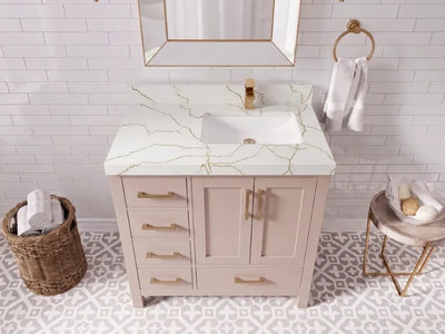 Malibu 36 in. W x 22 in. D Right Offset Sink Bathroom Vanity