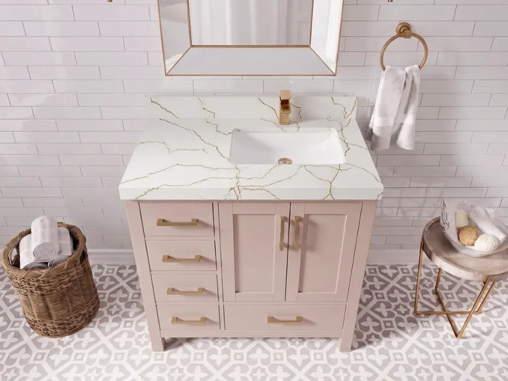 Malibu 36 in. W x 22 in. D Right Offset Sink Bathroom Vanity - photo 5