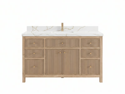Sonoma Reeded Teak Wood 60 in. W x 22 in. D Single Sink Bathroom Vanity