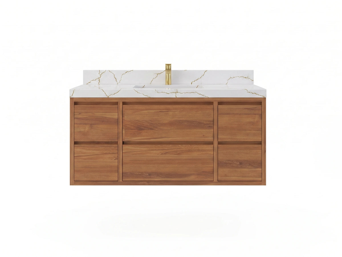 Madison Floating Teak Wood 48 in. W x 22 in. D Single Sink Bathroom Vanity