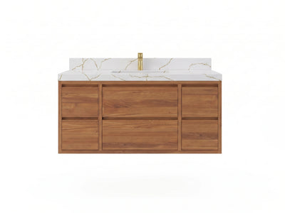 Madison Floating Teak Wood 48 in. W x 22 in. D Single Sink Bathroom Vanity