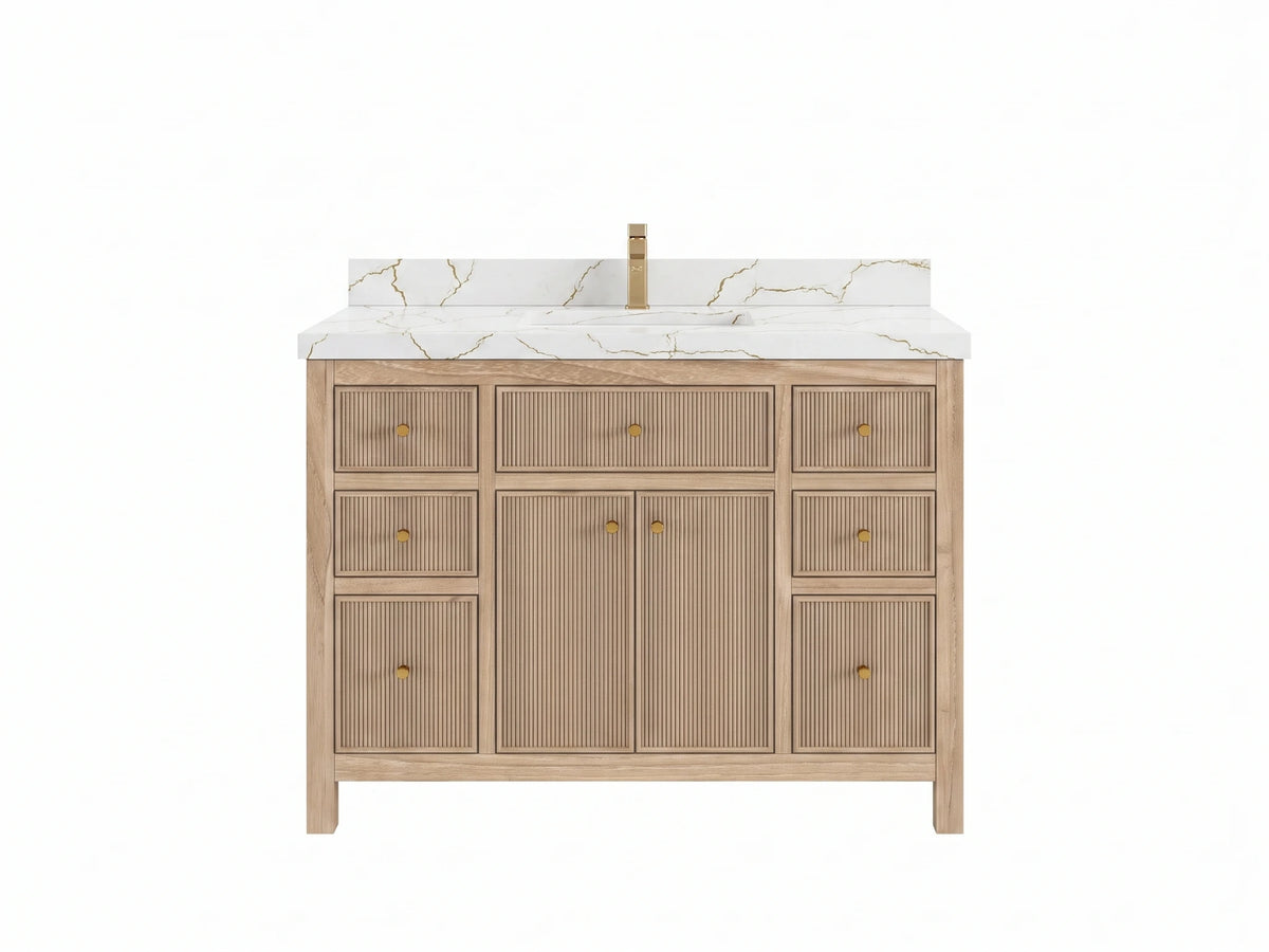 Sonoma Reeded Teak Wood 48 in. W x 22 in. D Single Sink Bathroom Vanity