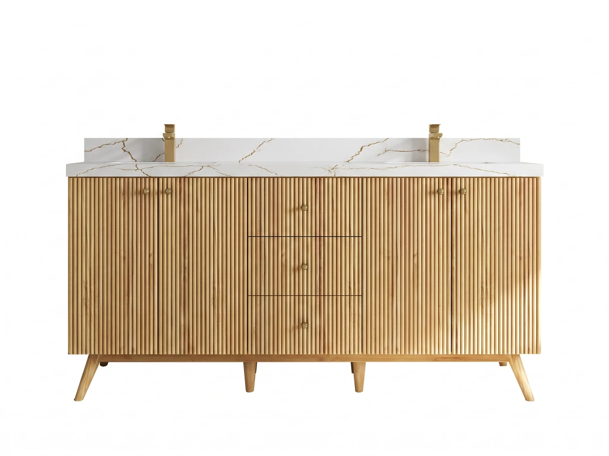 Pasadena Teak Wood 72 in. W x 22 in. D Double Sink Bathroom Vanity