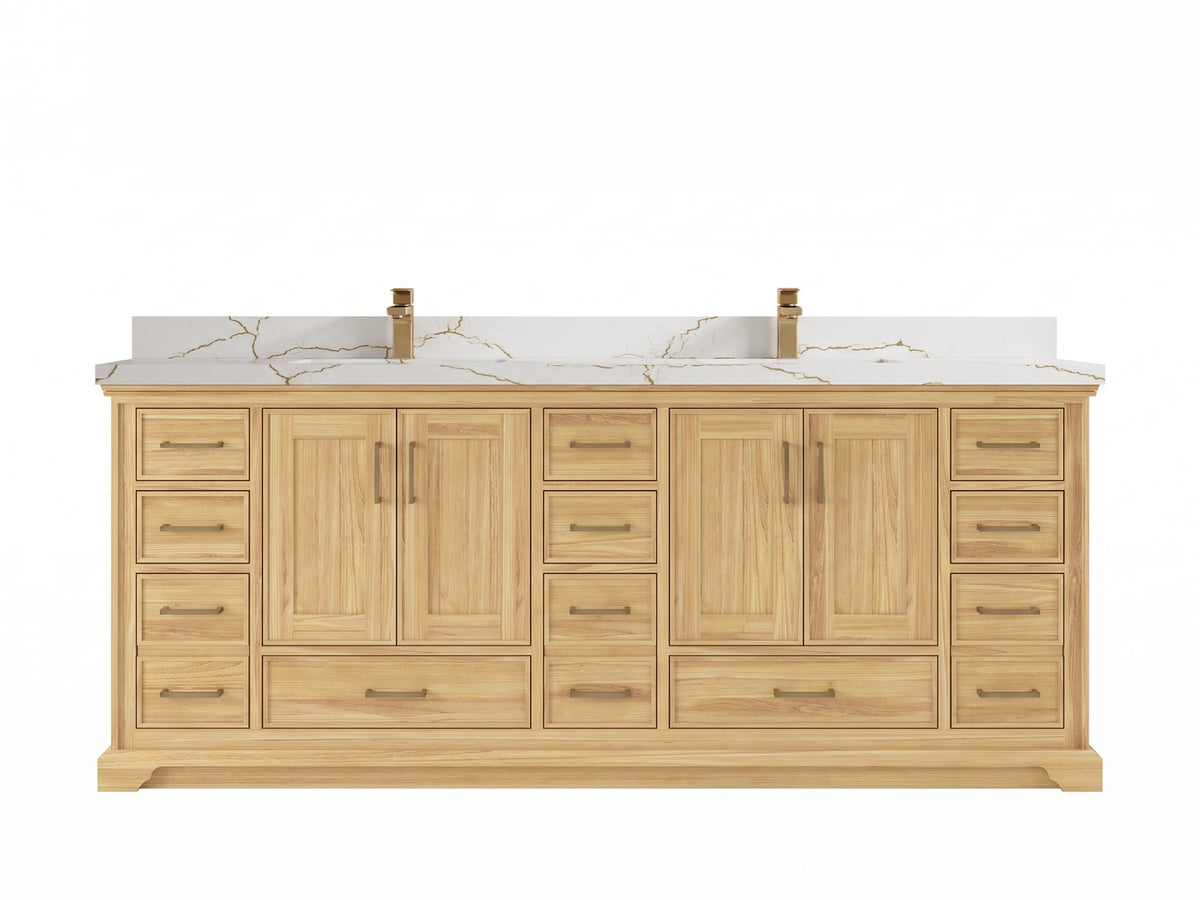 Charlotte Teak Wood 84 in. W x 22 in. D Double Sink Bathroom Vanity