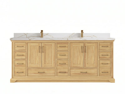 Charlotte Teak Wood 84 in. W x 22 in. D Double Sink Bathroom Vanity