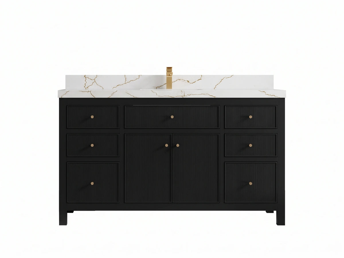 Sonoma 60 in W x 22 in D Free Standing Reeded Single Sink Bathroom Vanity