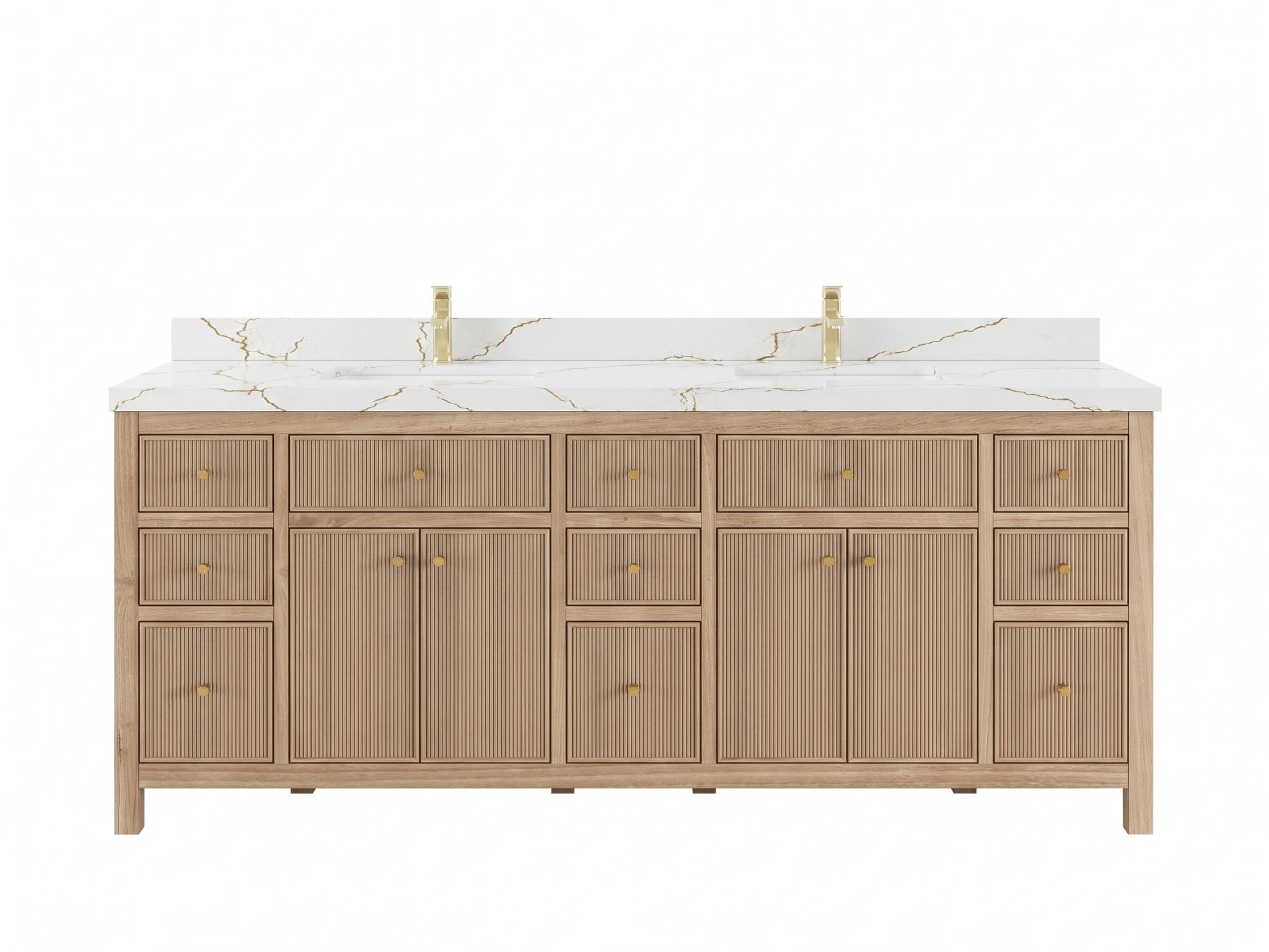 Sonoma Reeded Teak Wood 84 in. W x 22 in. D Double Sink Bathroom Vanity