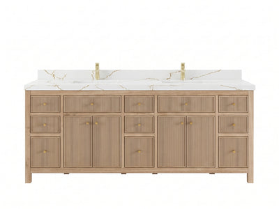 Sonoma Reeded Teak Wood 84 in. W x 22 in. D Double Sink Bathroom Vanity