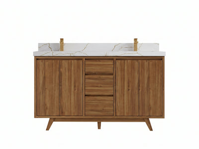 Madison Teak Wood 60 in. W x 22 in. D Double Sink Bathroom Vanity
