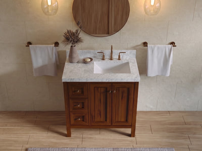 Nashville Teak Wood 36 in. W x 22 in. D Right Offset Sink Bathroom Vanity