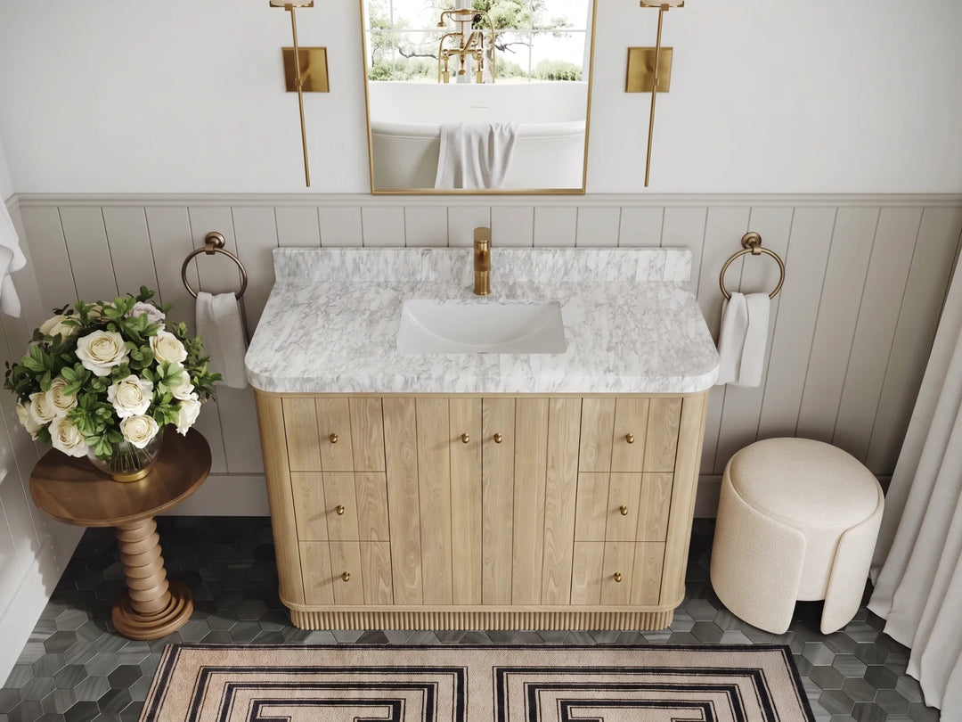 Houston White Oak 48 in. W x 22 in. D Free Standing Curved Edge Single Sink Bathroom Vanity | 
              
                Nordic White Oak
                
                  
             - HOU_WHOK_NORW_CARM_48S - photo №19