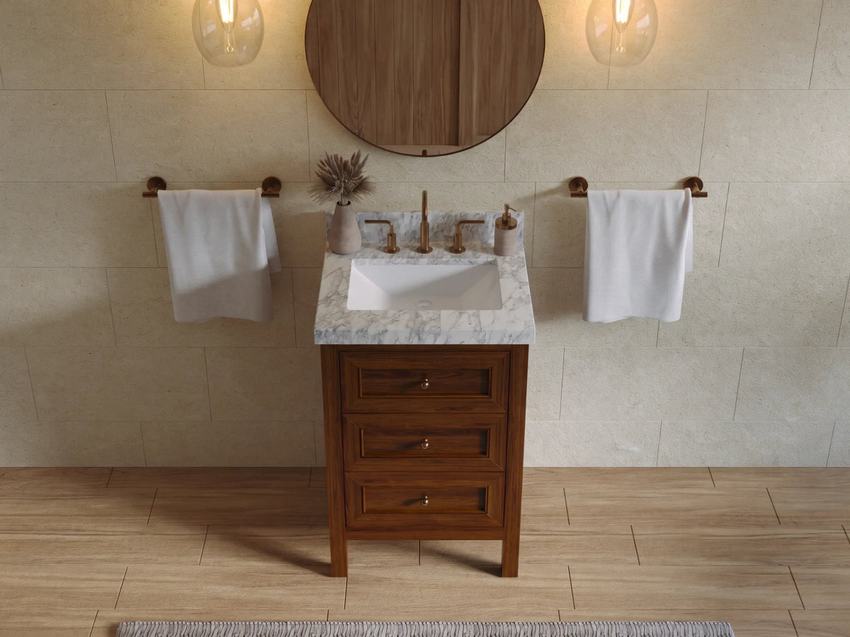 Nashville Teak Wood 24 in. W x 22 in. D Single Sink Bathroom Vanity