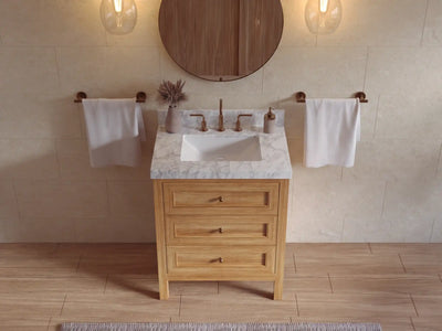 Nashville Teak Wood 30 in. W x 22 in. D Single Sink Bathroom Vanity
