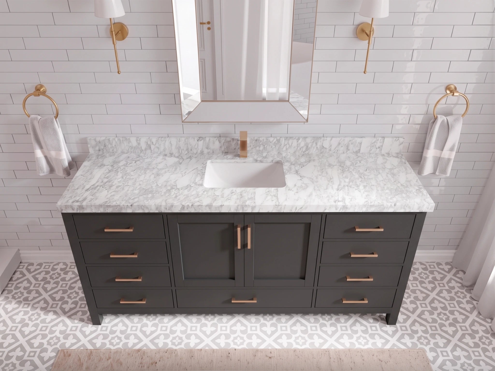 Malibu 72 in. W x 22 in. D Single Sink Bathroom Vanity