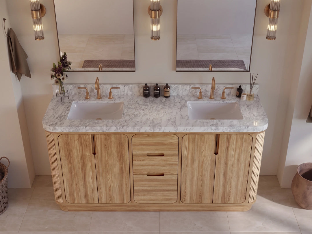 Ventura Teak 72 in. W x 22 in. D Double Sink Bathroom Vanity | 
              
                Light Natural Teak
                
                  
             - VTR_TK_LNT_CA_LZ_72D - photo №3