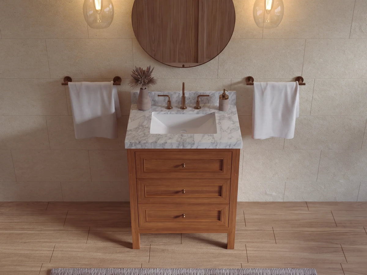Nashville Teak Wood 30 in. W x 22 in. D Single Sink Bathroom Vanity