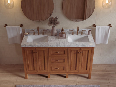 Nashville Teak Wood 60 in. W x 22 in. D Double Sink Bathroom Vanity