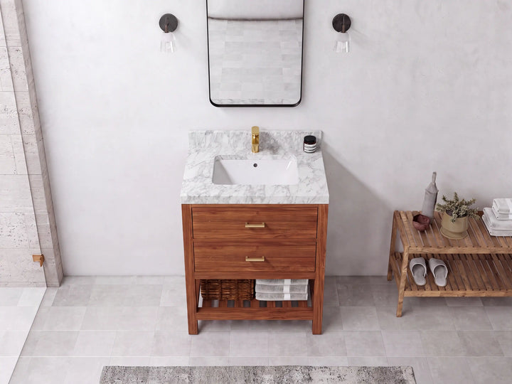 Parker Teak Wood 30 in. W x 22 in. D Single Sink Bathroom Vanity - photo 12