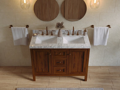 Nashville Teak Wood 48 in. W x 22 in. D Double Sink Bathroom Vanity
