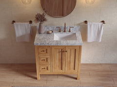 Nashville Teak Wood 36 in. W x 22 in. D Right Offset Sink Bathroom Vanity - photo 9