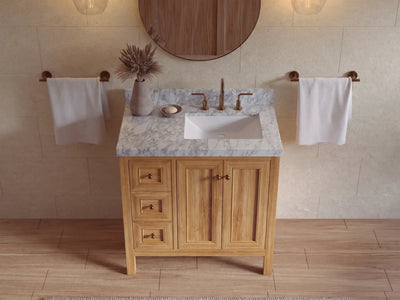 Nashville Teak Wood 36 in. W x 22 in. D Right Offset Sink Bathroom Vanity
