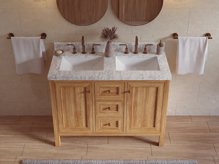 Nashville Teak Wood 48 in. W x 22 in. D Double Sink Bathroom Vanity - photo 8