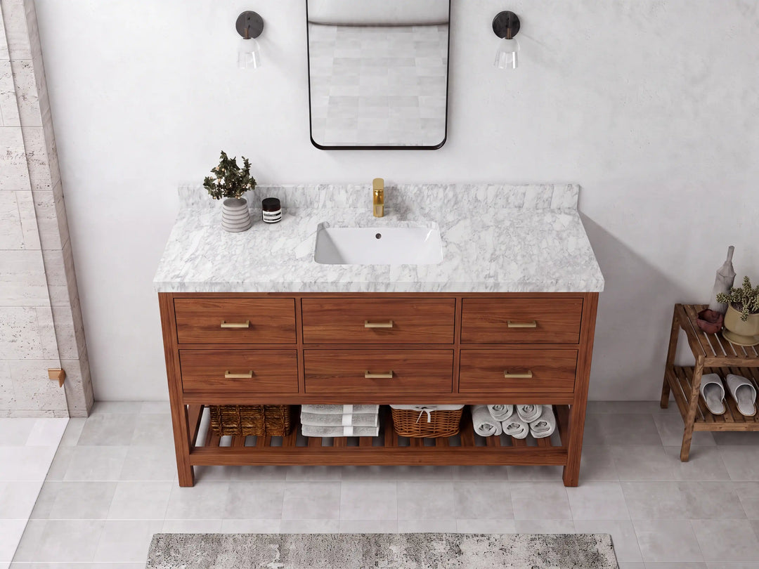 Parker Teak Wood 60 in. W x 22 in. D Single Sink Bathroom Vanity | 
              
                Dark Natural Teak
                
                  
             - PRK_TK_DNT_WHQZ_60S - photo №12