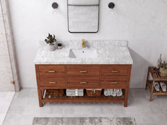 Parker Teak Wood 60 in. W x 22 in. D Single Sink Bathroom Vanity - photo 12