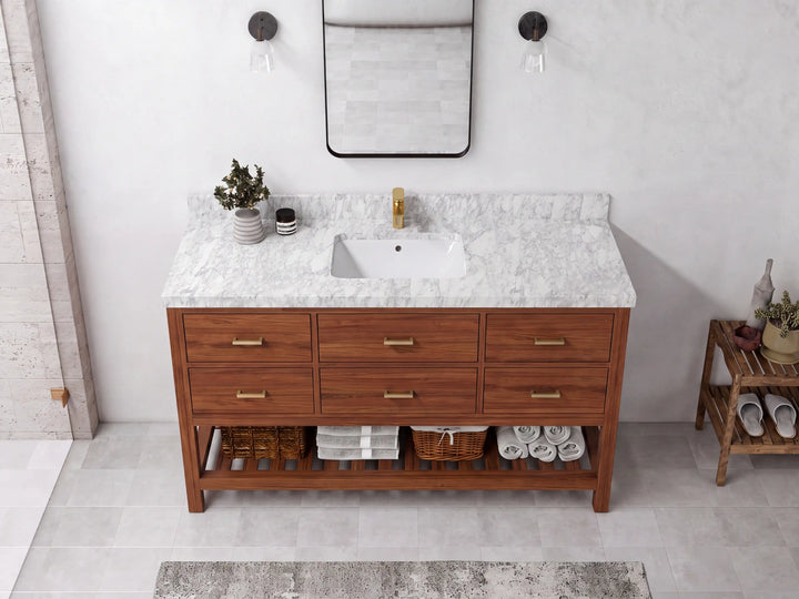Parker Teak Wood 60 in. W x 22 in. D Single Sink Bathroom Vanity - photo 12